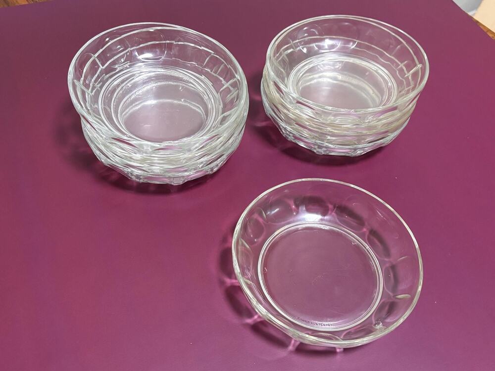 Set of 9 Arcoroc France Vintage Crystal Glass Bowls Plates 5 1/2"